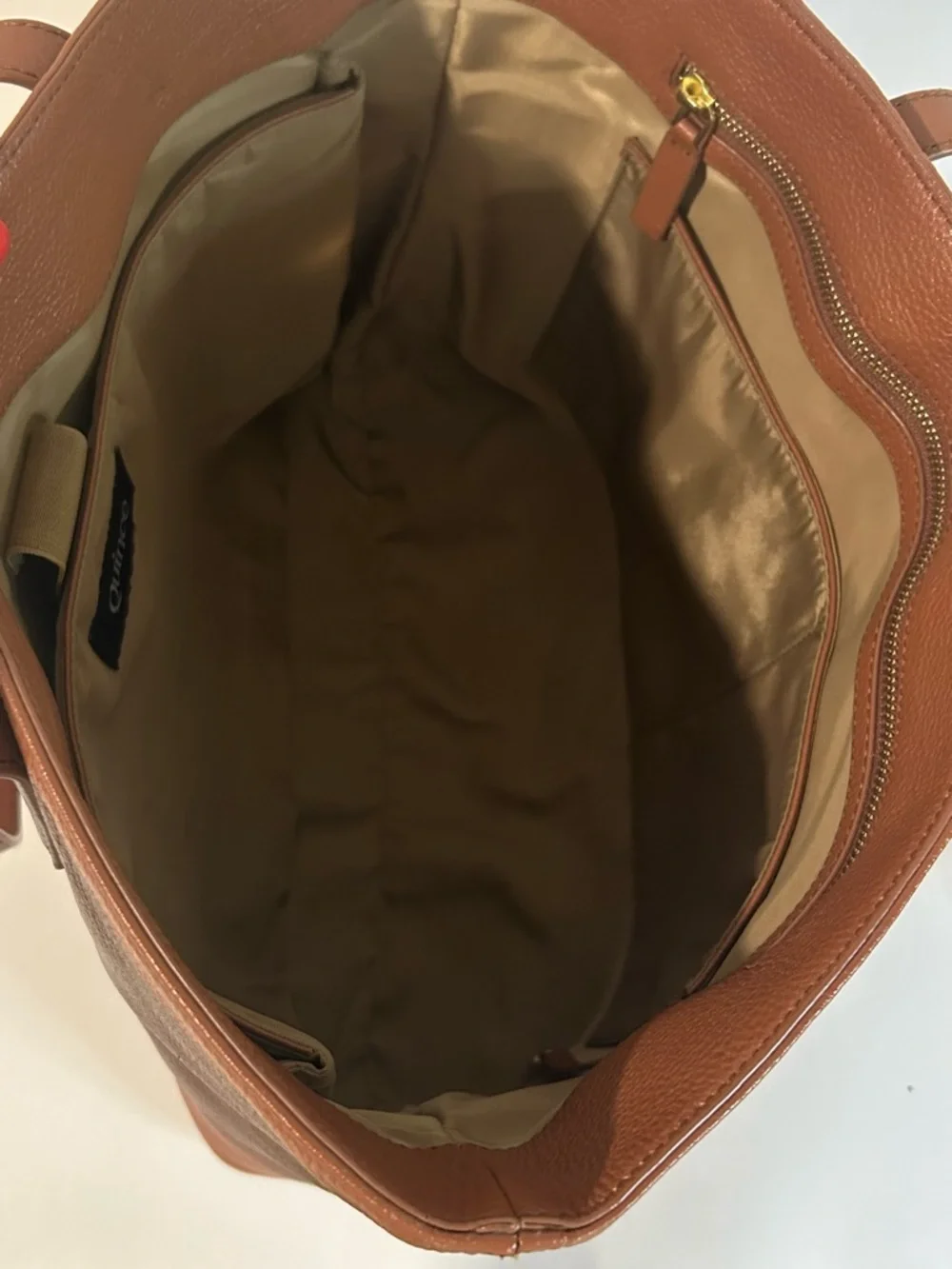 Quince Brown Leather Structured  Tote shoulder bag Large Everyday bag - Picture 11 of 13